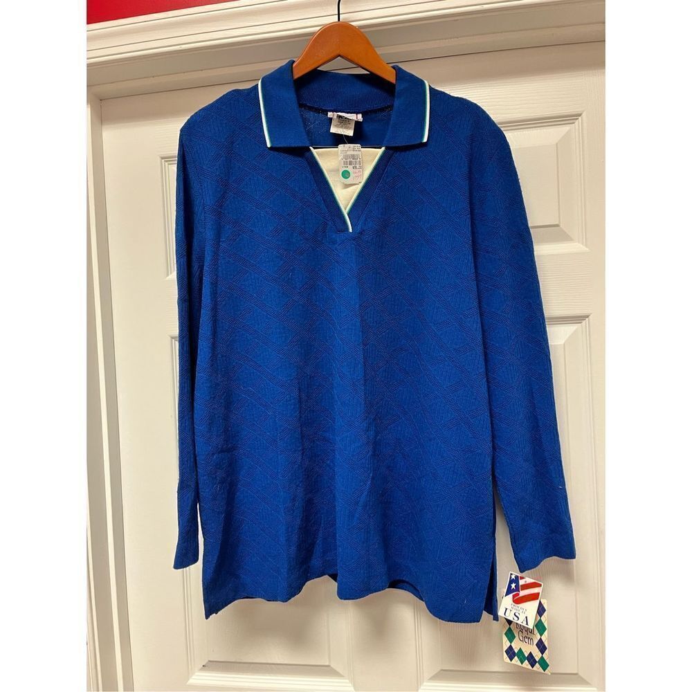Vintage Cricket Lane Royal Blue Tunic Sweater sz XL NWT Grandmacore